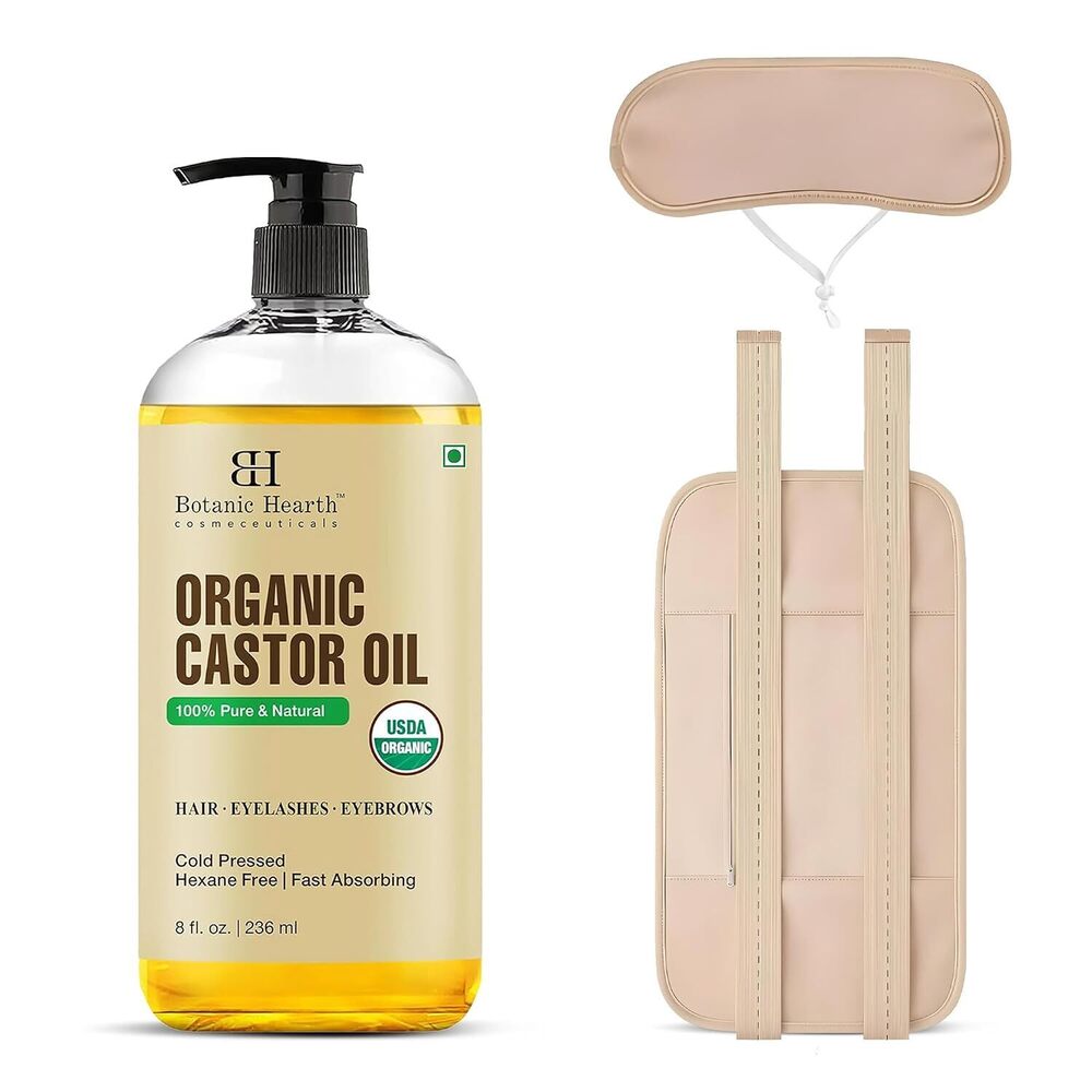 100% Pure Castor Oil with Wrap Kit | Cold Pressed Oil for Hair &